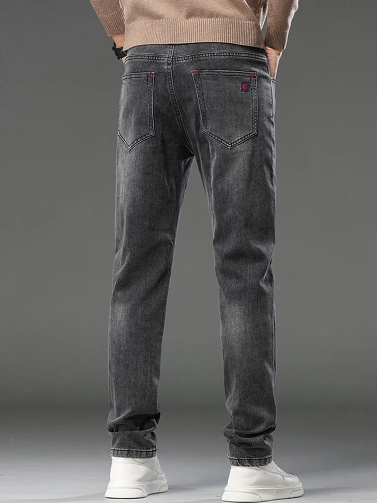 2026 New Men's Slim Fit Straight Leg Jeans European Style Versatile Business Casual Stretchy Long Pants