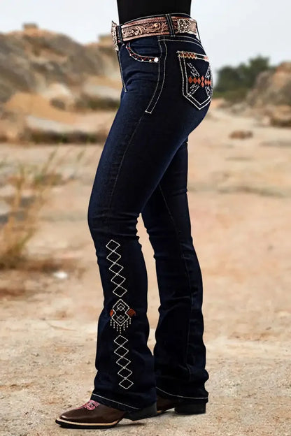High-Rise Stretch Flare Denim Jeans