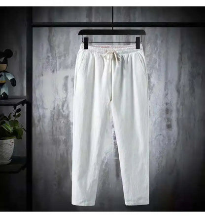 (Shirt + trousers)2025 summer Chinese Style men shirt Cotton and linen shirts men's High quality casual shirts Two Piece M-5XL