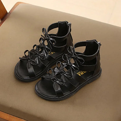 Gladiator Children Sandals for Girls 2025 Breathable Summer Girl Roman Shoes Boots Black Pink Beige Party Student Sandal I06095