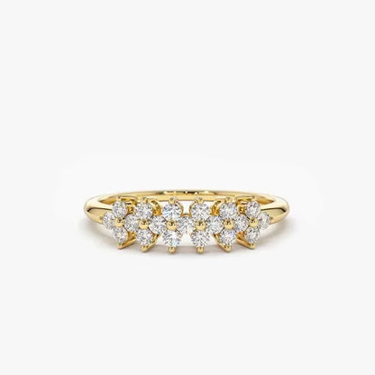 2mm Moissanite Ring With Certificate 925 Sterling Silver Cluster Flower Wedding Rings For Women 14k Gold Plated Jewelry