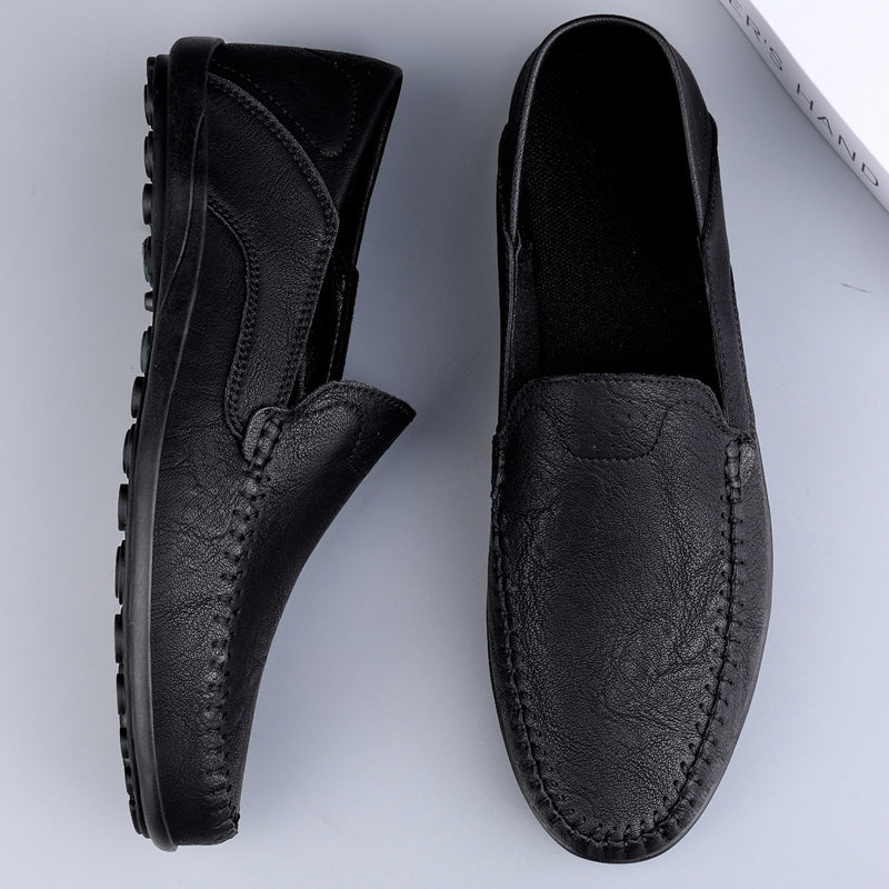 Fashion Men Casual Leather Shoes Luxury Italian Soft Men Loafers Handmade Moccasins Men Breathable Slip on Boat Shoes Plus Size