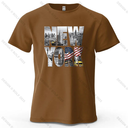 New York City Printed Men's T-Shirt 100% Cotton Oversized City Graphic Tees for Women Tops Tees Casual Streetwear