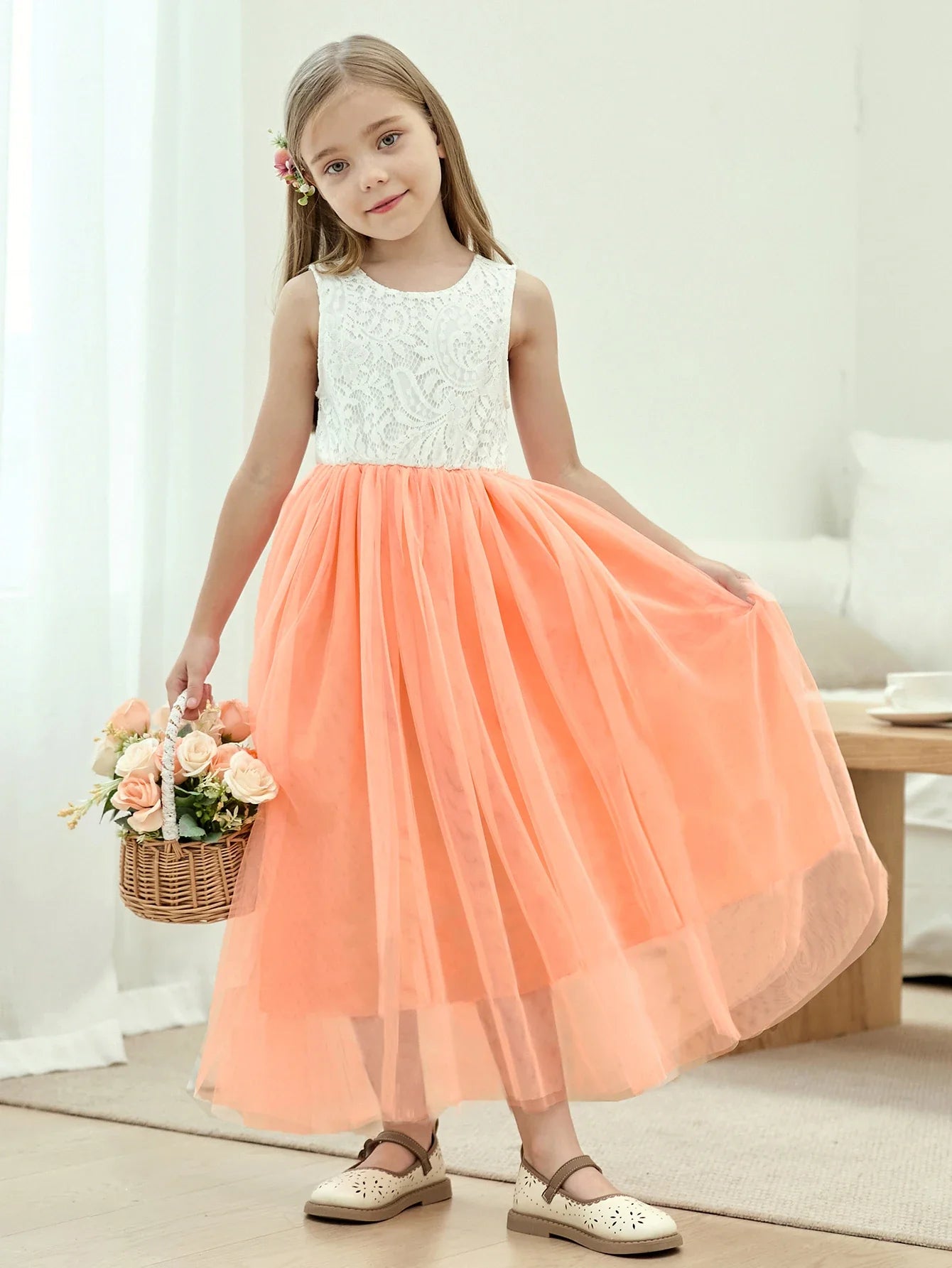 Vestido de Dama de Honra para Bebê Crianças Verão Princesa Festa Renda Casamento Aniversário Vestidos Roupa Infantil 2 4 6 8 10 12 14