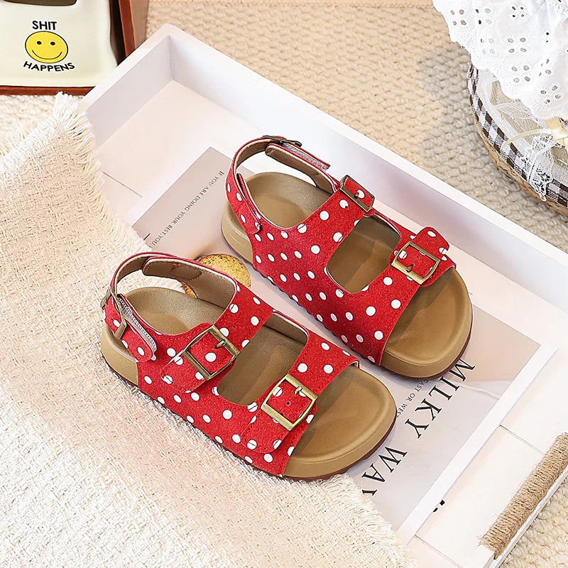 Summer Kids Toddler Girls Trendy Leopard Print Sandals Adjustable Buckle Strap Anti-Slip Soft Sole Daily Walking Outdoor Play