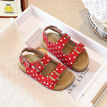 Summer Kids Toddler Girls Trendy Leopard Print Sandals Adjustable Buckle Strap Anti-Slip Soft Sole Daily Walking Outdoor Play