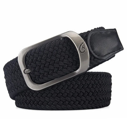 Unisex Woven Elastic Belt Men Luxury Women Belt Designer Men Alloy Pin Buckle Waist Straps Belts No Hole Cinturones Luxury Mujer