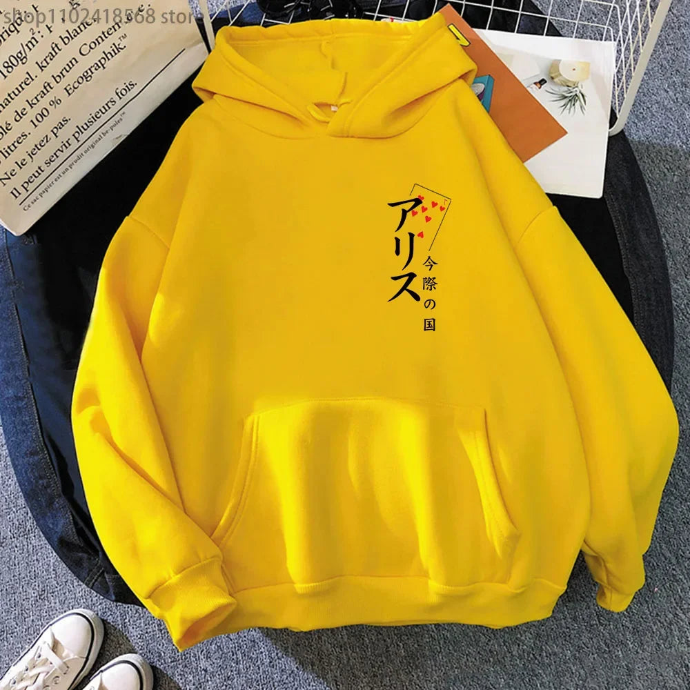 Arisu Seven of Heart Hoodie Anime Alice In Borderland Sweatshirt Spring/Autumn Winter Clothes Harajuku Pullover Men Graphic Tops
