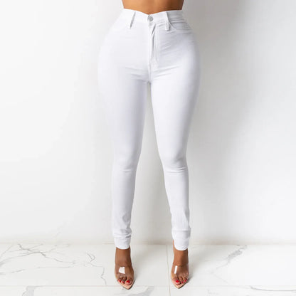 High Waisted Casual Elegant Office Denim Pants
