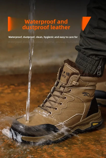 Insulated Anti Smashing  Anti Stabbing Welding Shoes for Safety Work Electricians Use Plush and Thickened Labor Protection Shoes