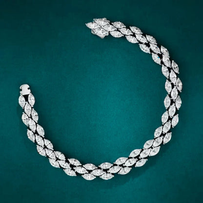 3*6mm 0.3ct Marquise Cut Moissanite Diamond Tennis Bracelets with Certifcate 100% S925 Silver Bridal Wedding Bracelet for Women