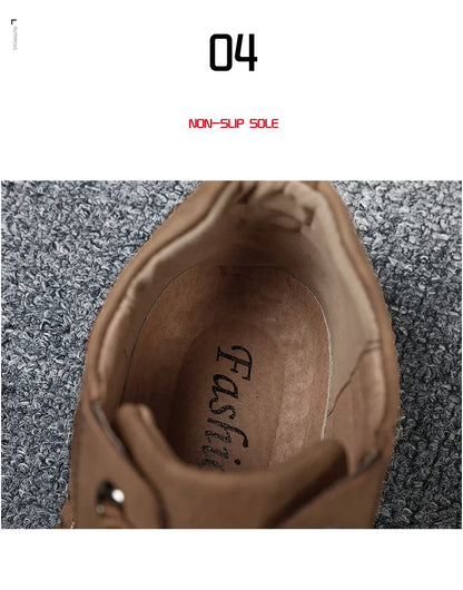 Men's Shoes Leather Unisex Walking Shoes Women Hand Stitching Outdoor Stitched Men Casual Boots