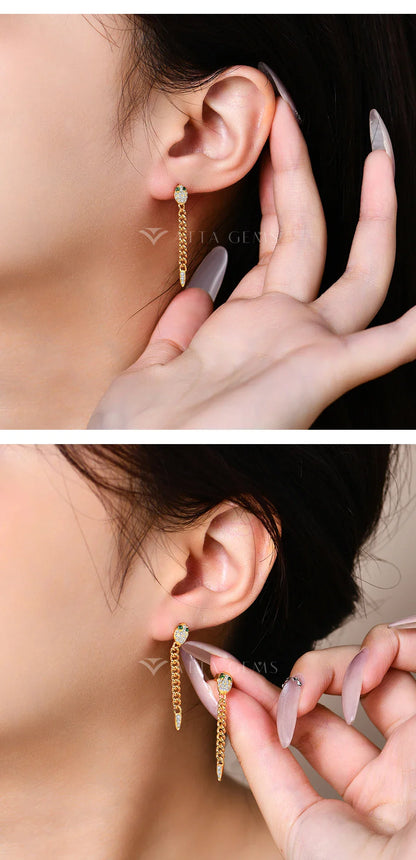Original Green Eyes Snake Drop Earrings For Women Moissanite Diamond Earring S925 Sterling Silver Party Wedding Jewelry