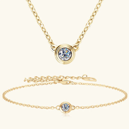 2025 Trendy 3mm Moissanite Jewelry Set 925 Silver Plated Rose Gold Necklace Bracelet Earrings Set for Women Valentine's Day Gift