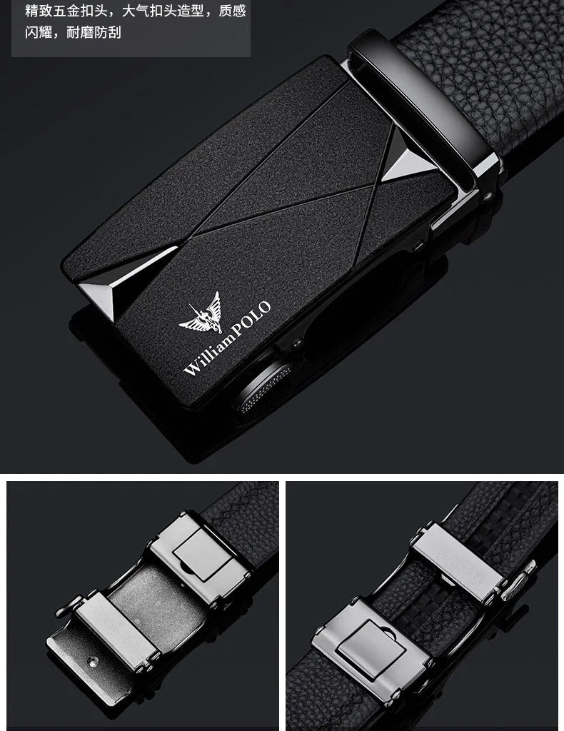 Men's cowhide casual pants belt, automatic buckle business belt, fashionable formal versatile belt