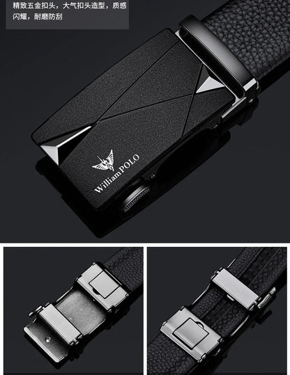 Men's cowhide casual pants belt, automatic buckle business belt, fashionable formal versatile belt
