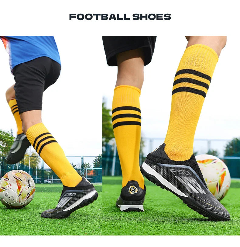 New Men Football Boots Sneakers Soccer Shoes Cleats Long Spikes Ultralight Match Breathable Indoor TF Training Drop Shipping