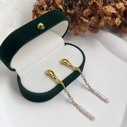 Natural Freshwater Pearl 14K Gold Filled Ladies Tassels Stud Earrings Jewelry For Women Anti Allergy