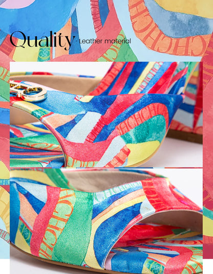 Women's Thick Heel Sandals 2024 Brand New Square Open Toe Sliding Toe Sandals