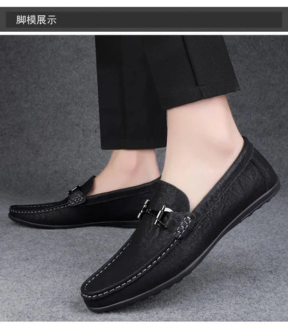 Men's shoes large size simple men's lazy casual shoes for men's black light driving loafers men's shoes leather shoes