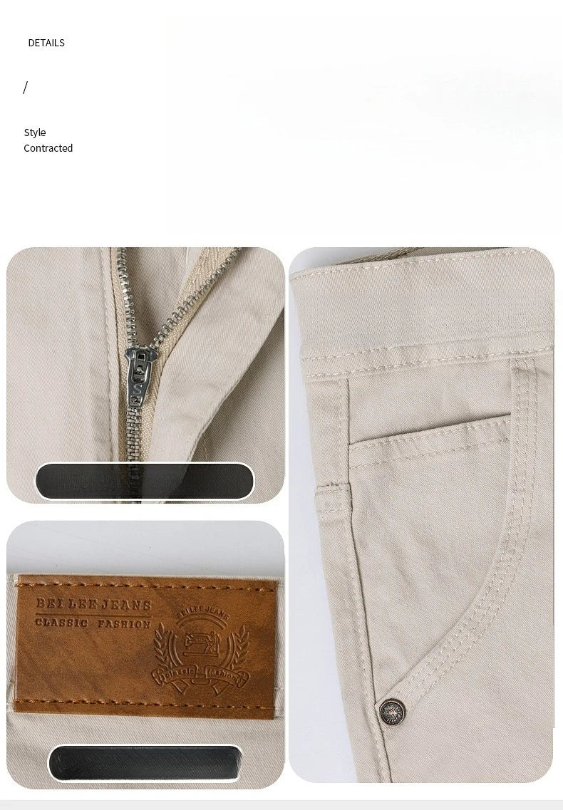 Men's Straight Leg Jeans Slim Fit Stretch Comfort Denim Pants Korean Casual Fashion Minimalist Business Male Daily Trousers