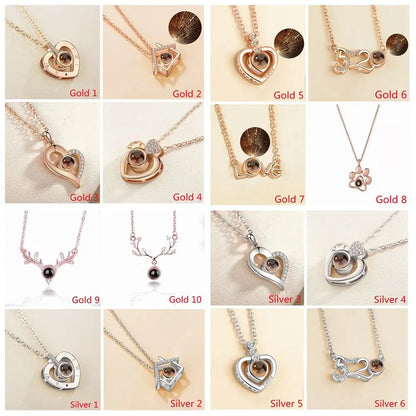 Letter Projection Necklace 100 Languages I Love You Pendant Necklace Women Jewelry Collier Femme Bijoux Best Friends Gifts