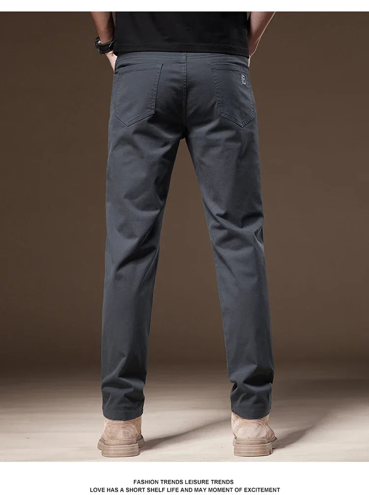 2024 New Autumn Men's Business Casual Trousers Work Pants Male Formal Dress Pants Straight Men's Clothes Black Gray Apricot