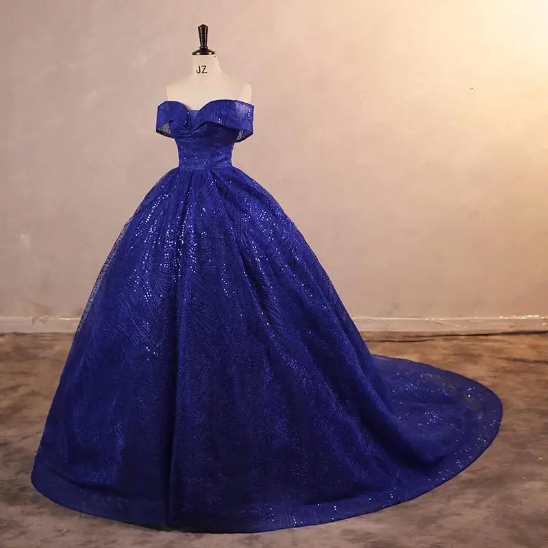 Wedding Dress Shiny Wedding Dress Classic Boat Neck Bridal Party Gown Vestido De Noiva Robe De Mariee Customized