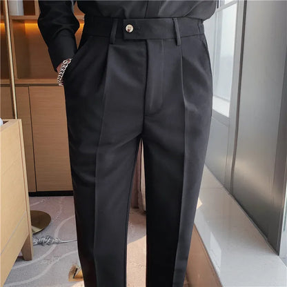 Men Slim British Style Suits Pants Business Casual Trousers Male Solid Fit Trousers High Quality Man Formal Wear Suit Pants 36
