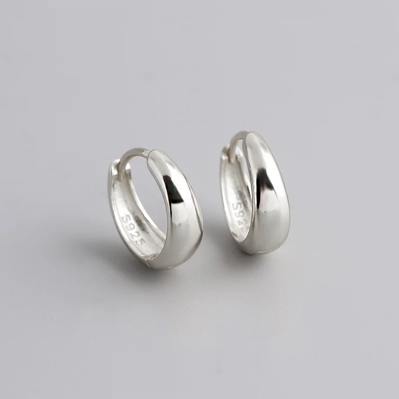 925 Sterling Silver Premium Matte Minimalism Unisex Huggies Ear Hoops Earrings for Women Gothic Piercing Men's Jewelry
