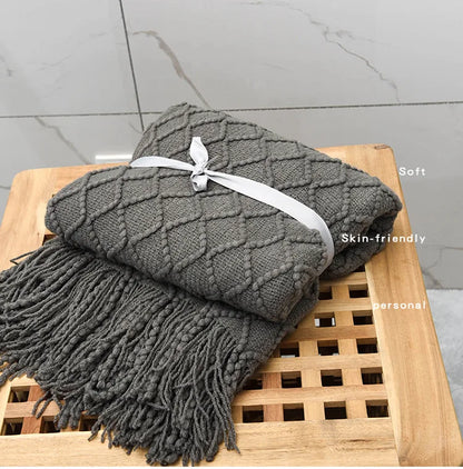 Aesthetic Nordic Plaid Knitted Throw Thread Blankets on the Bed Sofa Throw Travel TV Nap Blankets Soft Towel Bed Plaid Tapestry