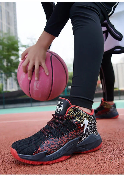 New Children's Sports Shoes Medium and Large Children's Mesh Boys Training Shoes Boys Basketball Footwear 2024 Spring and Summer