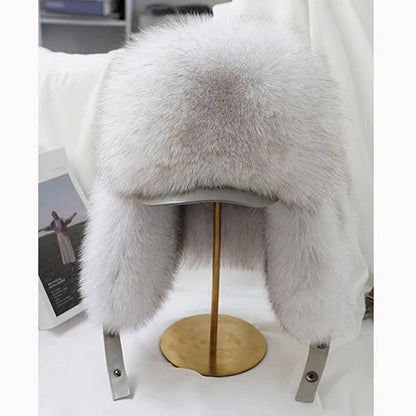 2025 Cap 100% Raccoon Dog Full Fur Fox Fur Hat Men's Fur Ear Protection Winter Thickened and Warm Russian Hat Men's Trend