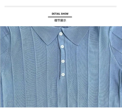 Men's Short-Sleeved Polo Shirt with Lapel Collar, Business Casual Style, Pure Color Sweater, New Fashionable Design, Plus Size