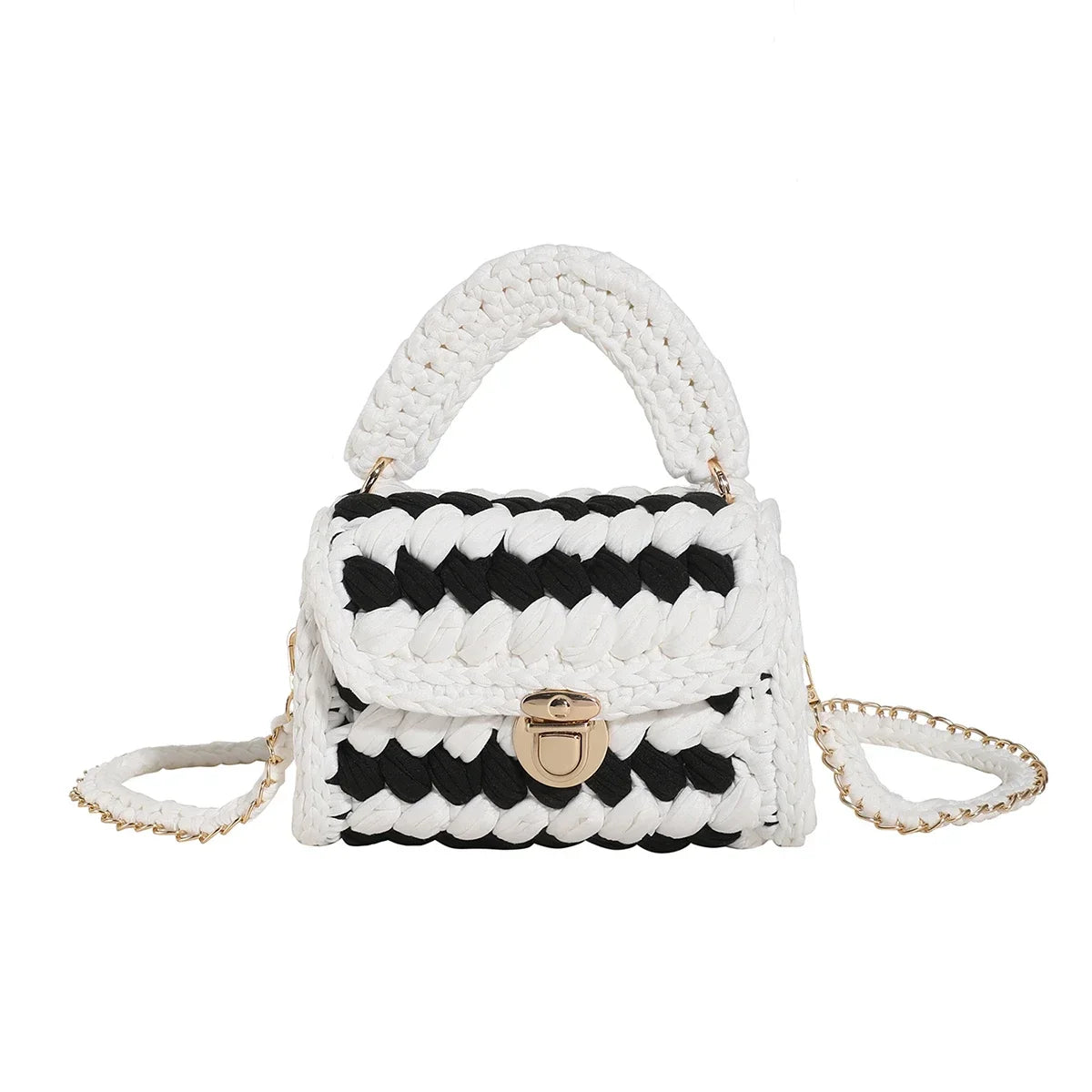 Women Handbag Woven Bag Knitted Shoulder Bag Chunky Knit Bag Crochet Top Handle Bag Lady Shopper Gifts