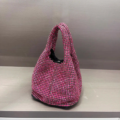 Shiny Crystal Clutch purse bucket Shoulder bag rhinestone Handmade purses and handbags luxury Designer Evening clutch Bag Purse