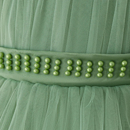 Vestido Infantil Verão Contas Meninas Elegante Aniversário Casamento Damas de Honra Princesa Vestidos Menina Laço Noite Formatura Vestidos