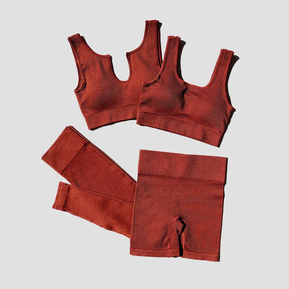 2/4/6PCS Seamless Women Yoga Set Workout Sportswear Fitness Bra Sport Pants Gym Clothing High Waist Leggings Shorts Sports Suits