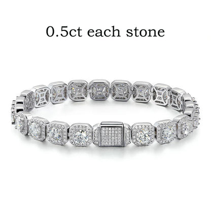 4/5/6.5mm Full Diamond 100% Real Moissanite Bracelets for Men Women Classic Luxury Bangles Pure 925 Sterling Silver Chain