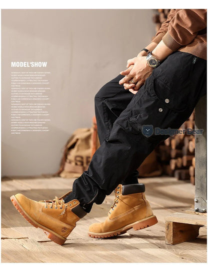 Brand Clothing 2026 Spring Summer Men's Baggy Cargo Pants Multi-Pocket Work Joggers Casual Cotton Tapered Trousers Long Pants