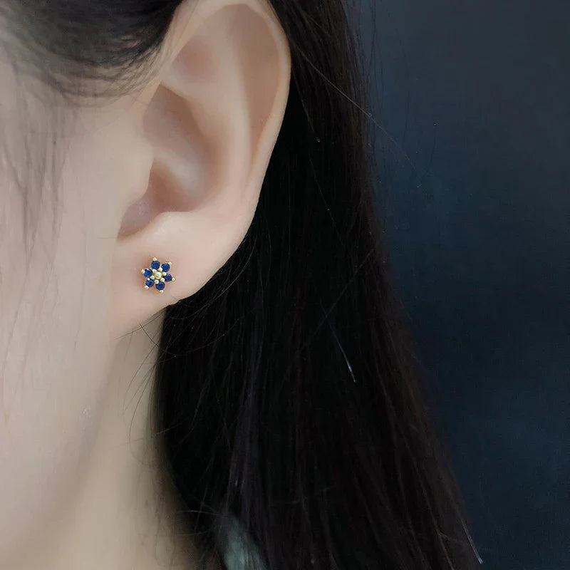 925 Sterling Silver Fashion Korean Petal Screw Bead Stud Earrings for Women Charm Ear Bone Piercing Jewelry Accessories
