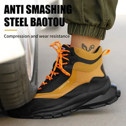 Anti Splash Water Safety Shoes Men Wear Resistant Work Boots Steel Toe Shoes Puncture-Proof Protective Shoes Security Sneakers