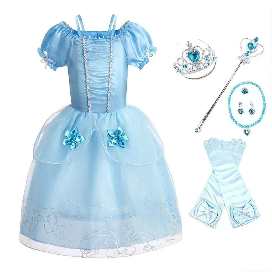 Little Girl Rapunzel Costume Party Fancy Princess Dress Christmas Cosplay Belle Sleeping Beauty Cinderella Carnival Disguise