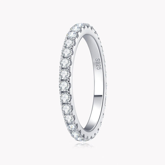 2mm D Color Moissanite Ring 925 Sterling Sliver Solid 18k White Gold Eternity Band Wedding Engagement Rings For Women