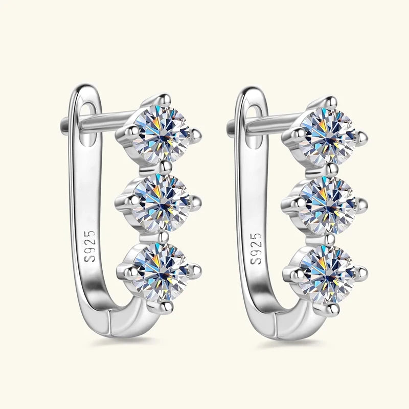 1.7cttw D color Moissanite Earrings Necklace 925 Sterling Silver Y-Shaped Pendant Necklaces Jewelry Set For Women Charming Gift