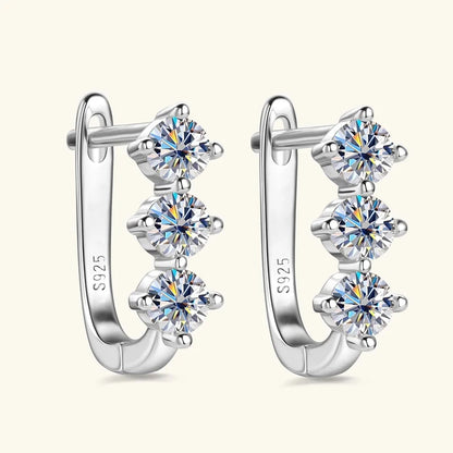 1.7cttw D color Moissanite Earrings Necklace 925 Sterling Silver Y-Shaped Pendant Necklaces Jewelry Set For Women Charming Gift