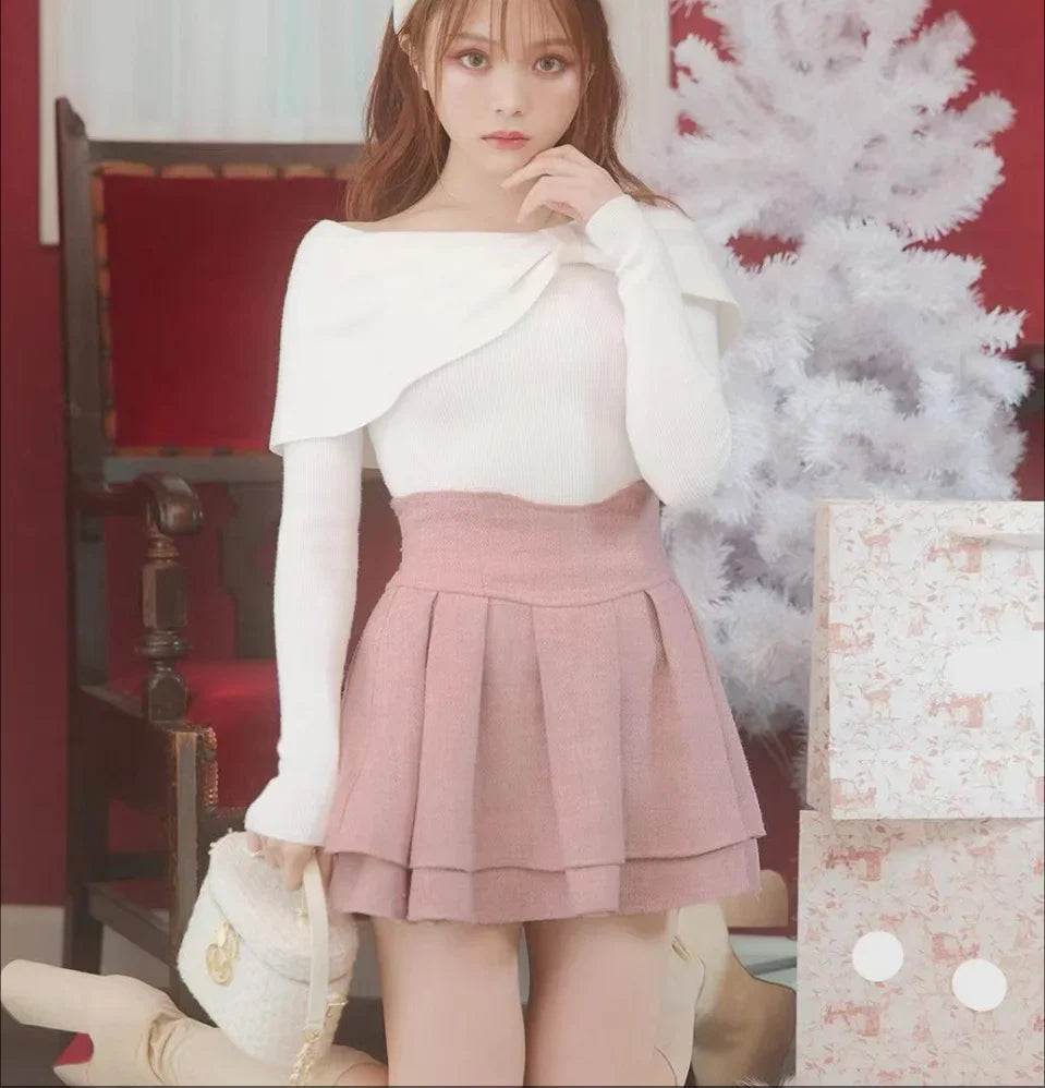 Japanese Lolita Skirts Ruffled Pleated Plaid Skirt Women 2026 Spring New Elastic High Waist Slimming Gentle Mini Skirt Culottes