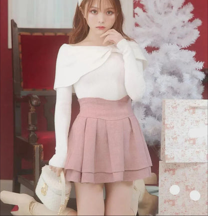 Japanese Lolita Skirts Ruffled Pleated Plaid Skirt Women 2026 Spring New Elastic High Waist Slimming Gentle Mini Skirt Culottes