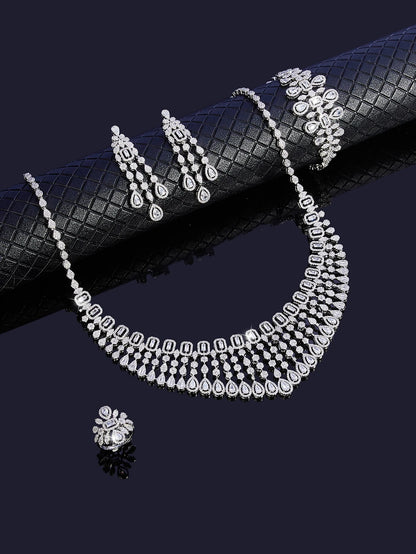 New Elegantly Quality Dress Jewelry Luxury Necklace Earrings Sets Cubic Zirconia Jewelry Sets Women Bridal Wedding