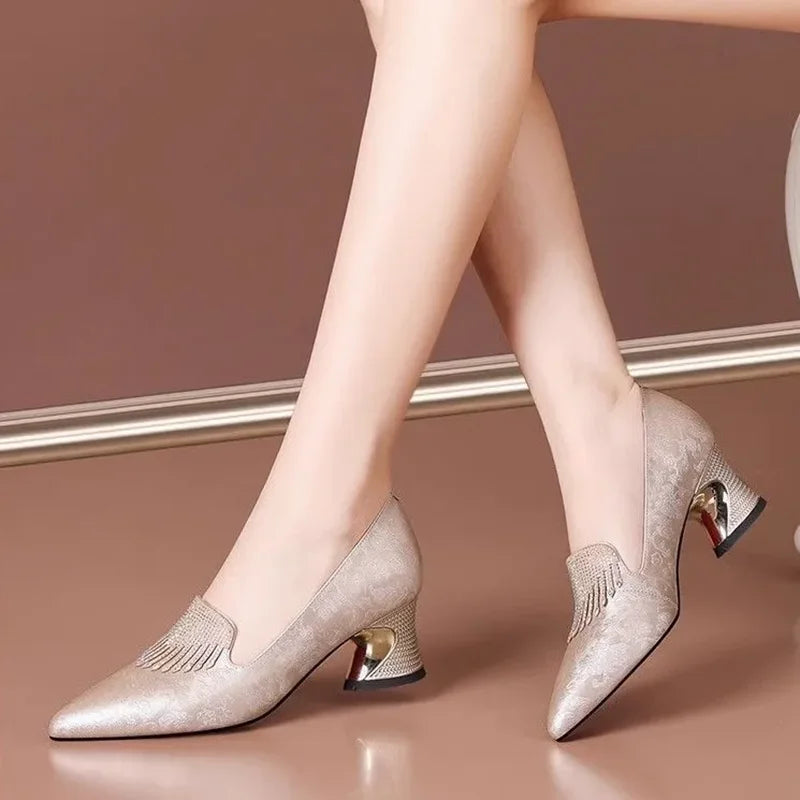 women fashion light weight comfort green square heel shoes lady casual black crystal shining heel shoes sapatos femininas a178